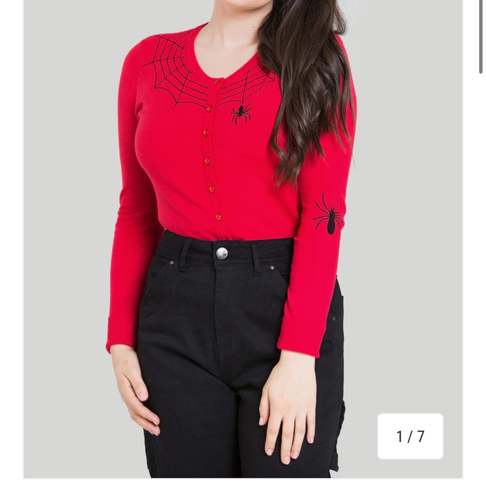 Hell Bunny Spider Cardigan Red